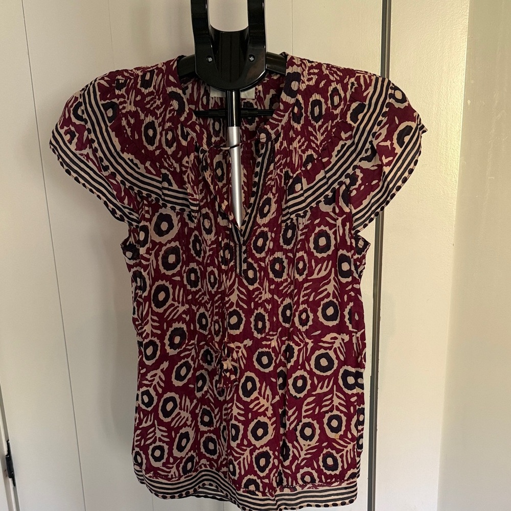Sea Stylish Women's Patterned Top - Red and Black Size 6